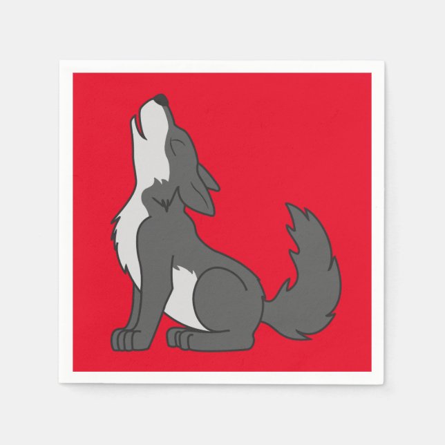 Servilleta De Papel Gray Wolf Pup Howling (Anverso)