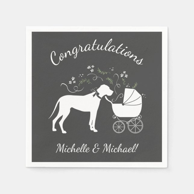 Servilleta De Papel Great Dane Baby Shower (Anverso)