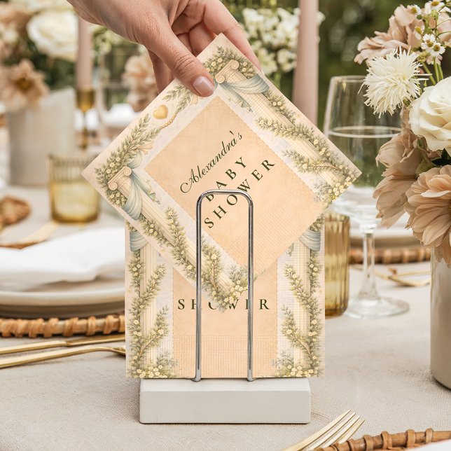Servilleta De Papel Greek Neutral Floral Baby Shower (Subido por el creador)