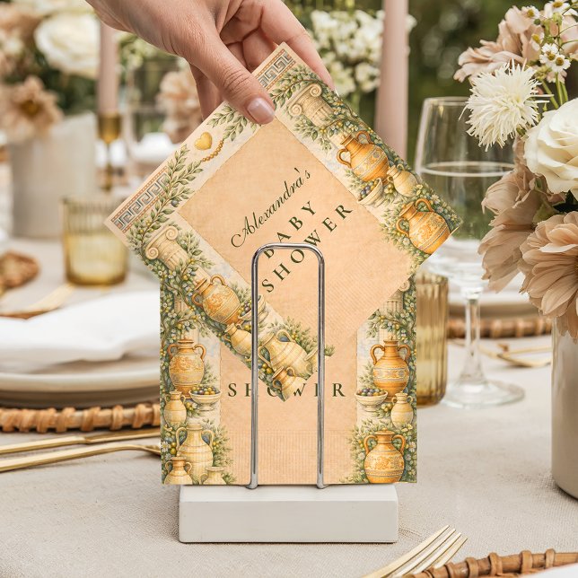 Servilleta De Papel Greek Olive Baby Shower (Subido por el creador)