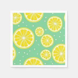 Servilleta De Papel Green and Yellow Lemon Slice Pattern