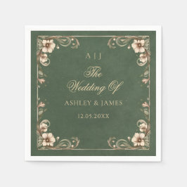 Servilleta De Papel Green Art Nouveau Enchanted Wedding Napkins