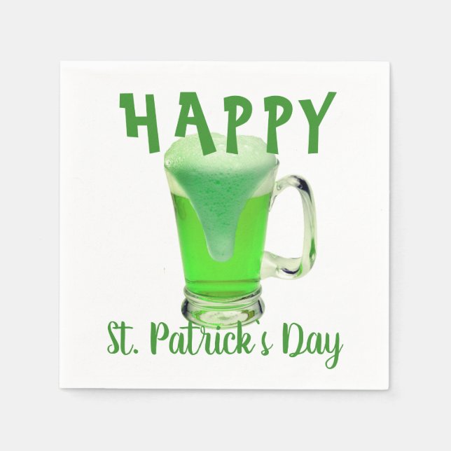 Servilleta De Papel Green Beer Glass Happy St. Patrick's day Fiesta (Anverso)