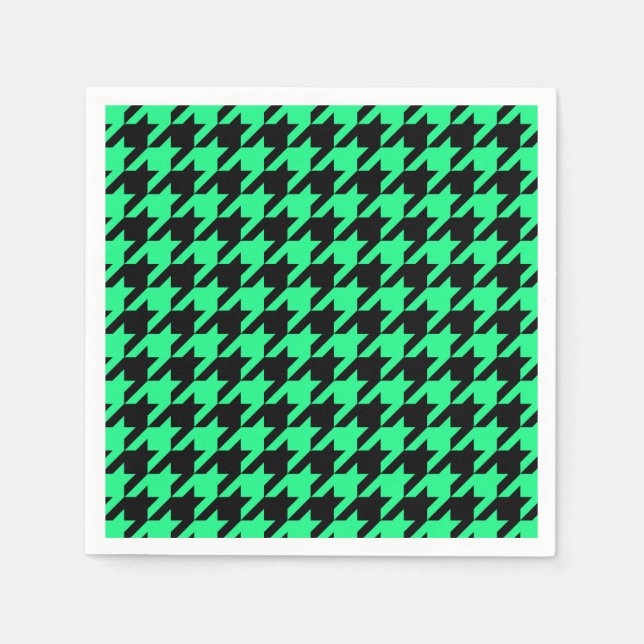 Servilleta De Papel Green Black Houndstap Check (Anverso)