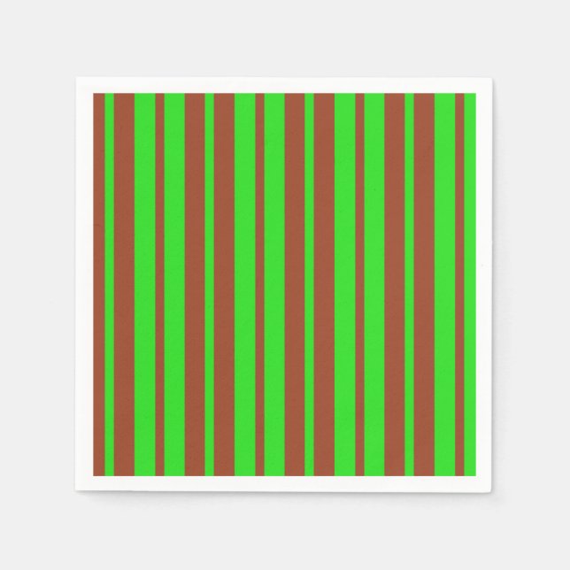 Servilleta De Papel Green Brown Stylish Stripes Pattern Design  (Anverso)