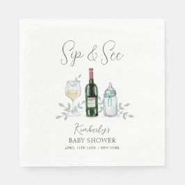 Servilleta De Papel Green Champagne Sip & See Baby Shower