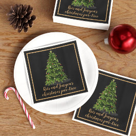 Servilleta De Papel Green Christmas Tree Fiesta Black Holiday Napkins