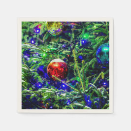 Servilleta De Papel Green Christmas Tree Red Ball
