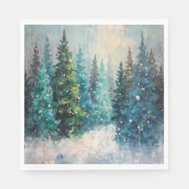 Servilleta De Papel Green Christmas Trees Winter Forest