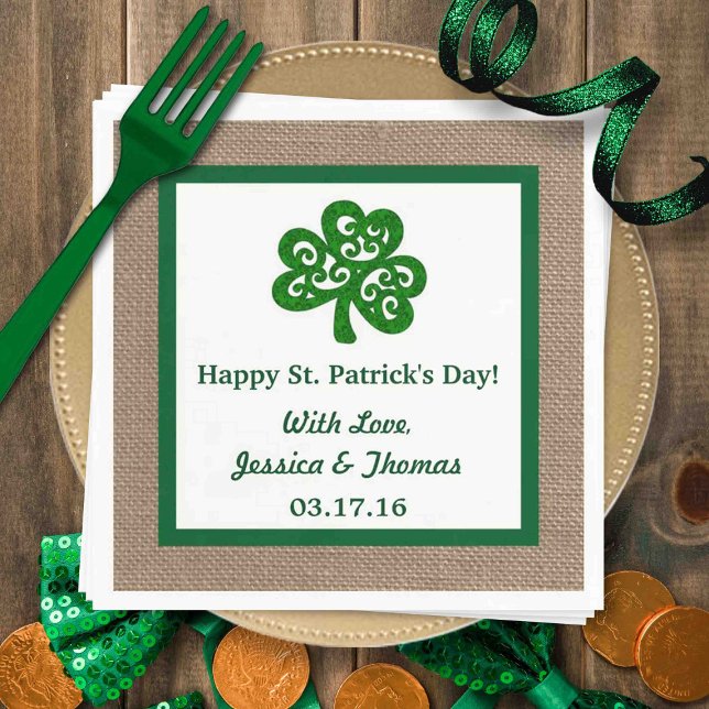 Servilleta De Papel Green Clover & Burlap St. Patrick's Day (Subido por el creador)