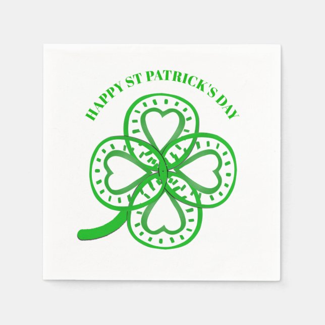 Servilleta De Papel Green Clover Heart St Patrick's Day Paper N (Anverso)