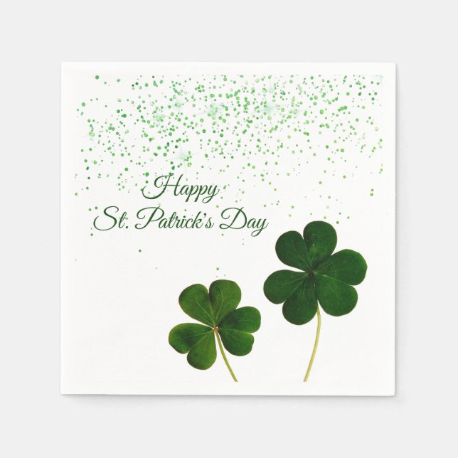 Servilleta De Papel Green Clover Shamrock St Patricks Day (Anverso)