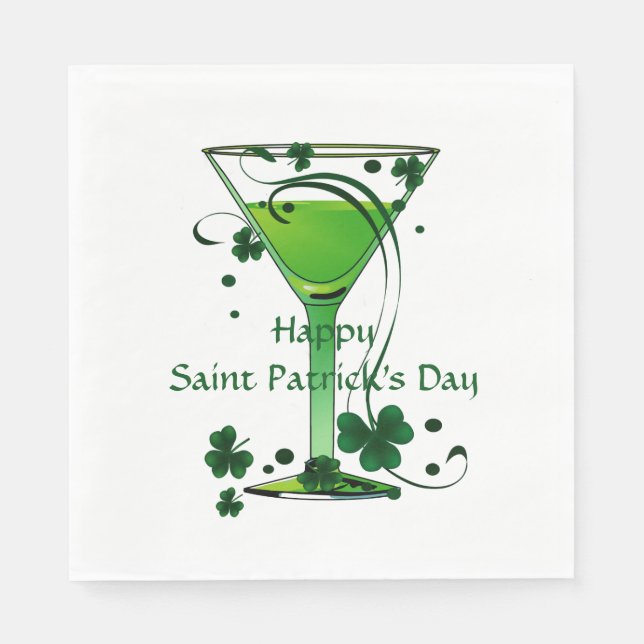 Servilleta De Papel Green Cocktail Shamrock St Patricks Day Fiesta (Anverso)