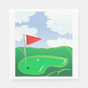 Servilleta De Papel Green de Golf con Bandera Roja y Bola