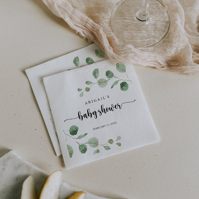 Servilleta De Papel Green Delight Eucalyptus Baby Shower Napkins (Subido por el creador)