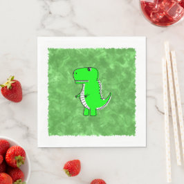 Servilleta De Papel Green Dino Watercolor Baby Shower