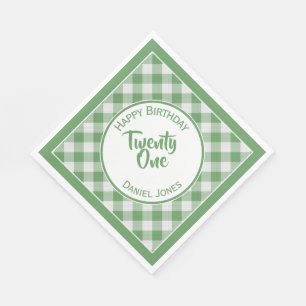 Servilleta De Papel Green Gingham Checks Pattern Birthday Party