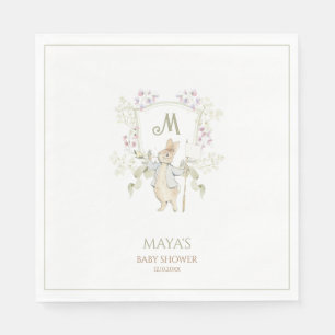 Servilleta De Papel Green Gingham Gender Peter the Rabbit Baby Shower
