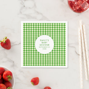 Servilleta De Papel Green Gingham Name Baby Shower de crecimiento loca