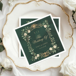 Servilleta De Papel Green Gold Art Nouveau Enchanted Wedding