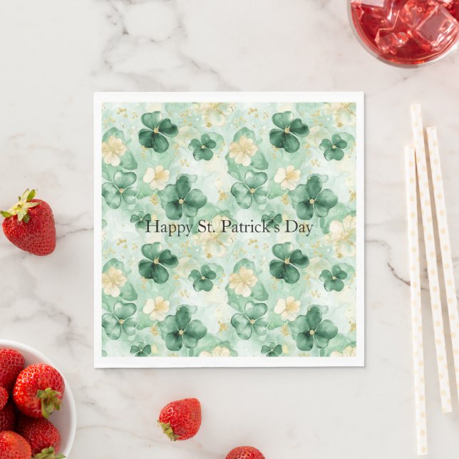 Servilleta De Papel Green Gold Glitzy Glitter St. Patrick's Day   (In situ)