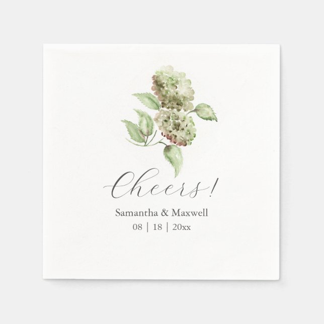 Servilleta De Papel Green Hydrangea Cocktail Napkins (Anverso)