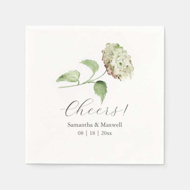 Servilleta De Papel Green Hydrangea Wedding Napkins (Anverso)