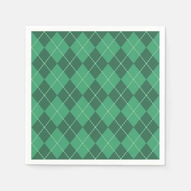 Servilleta De Papel Green Irish Argyle Napkins (Anverso)