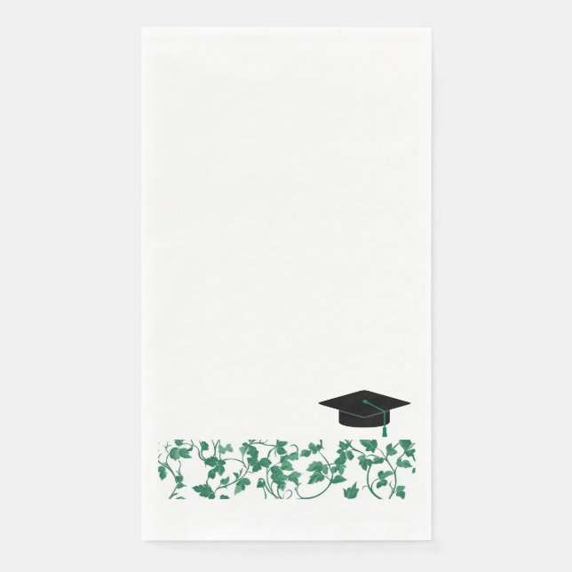 Servilleta De Papel Green Ivy Patterned Graduation Cap (Anverso)