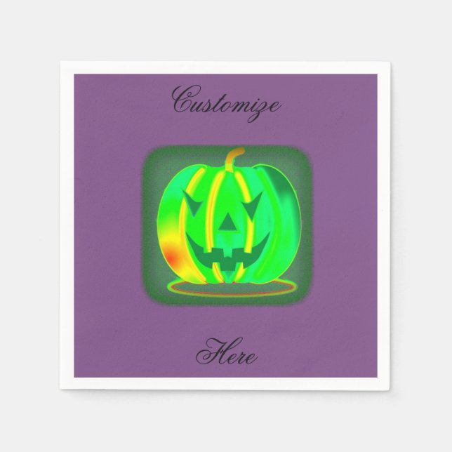 Servilleta De Papel Green Jack o'lantern Halloween Thunder_Cove (Anverso)