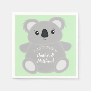 Servilleta De Papel Green Koala Bear Baby Shower