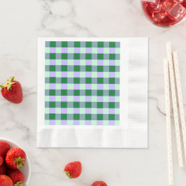 Servilleta De Papel Green & Lavender Gingham Stripes Karo Pattern