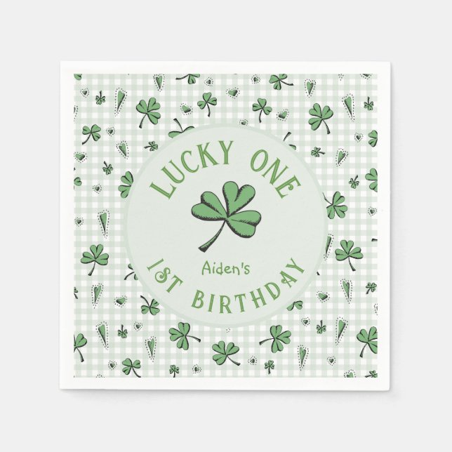 Servilleta De Papel Green Lucky One Irish 1er cumpleaños (Anverso)