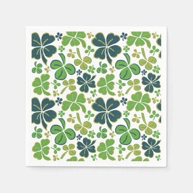 Servilleta De Papel Green Lucky Shamrock Clover St. Patrick's Day (Anverso)