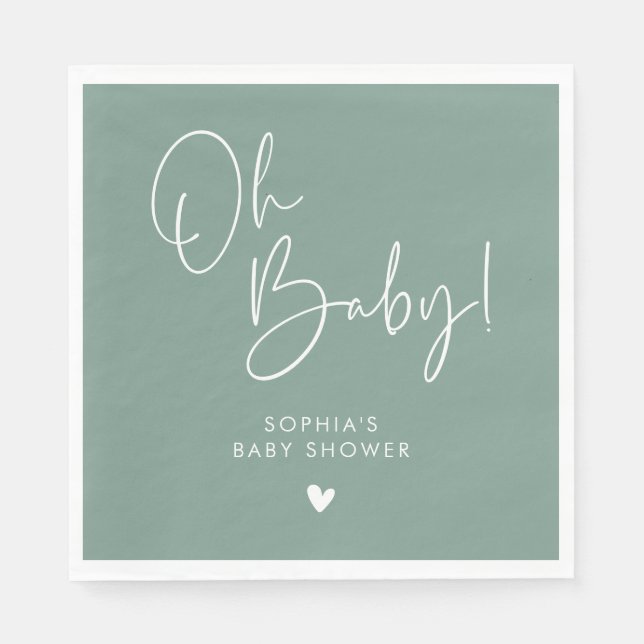 Servilleta De Papel Green Oh Baby Modern Boho Baby Shower (Anverso)