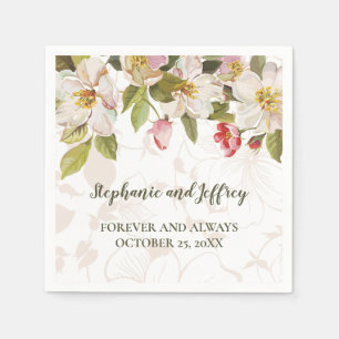 Servilleta De Papel Green oliva + Magnolia rosada Boda Napkins