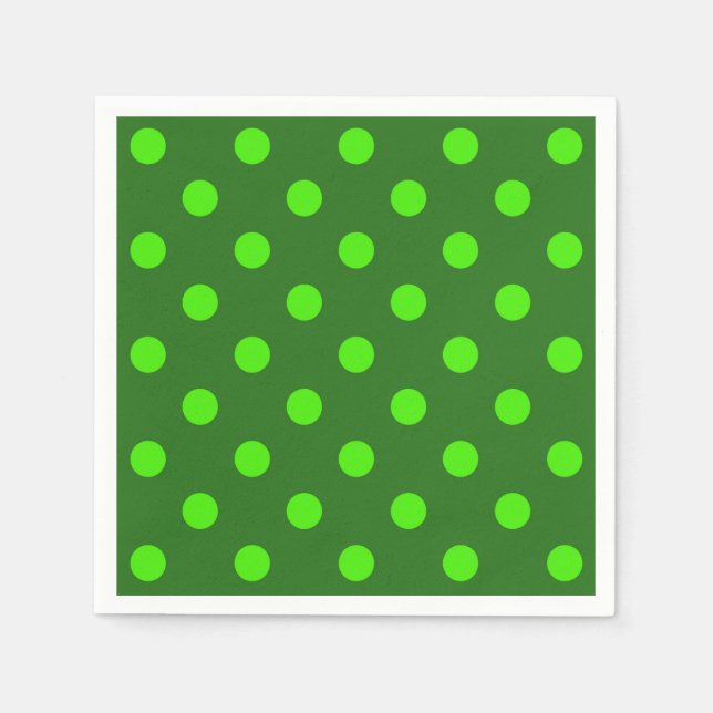 Servilleta De Papel Green On Dark Green Polka Dots Pattern Design  (Anverso)