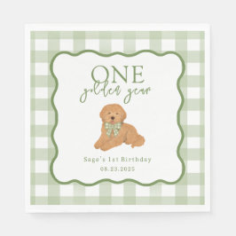 Servilleta De Papel Green One Golden Year Goldendoodle Birthday