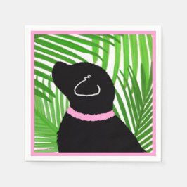 Servilleta De Papel Green Palm Tree Island Black Dog Napkins