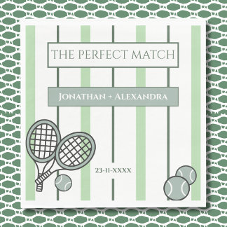 Servilleta De Papel Green Perfect Match Tennis Couples Bridal Shower