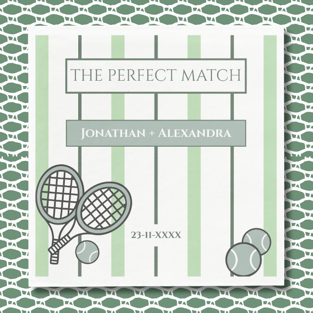 Servilleta De Papel Green Perfect Match Tennis Couples Bridal Shower (Subido por el creador)