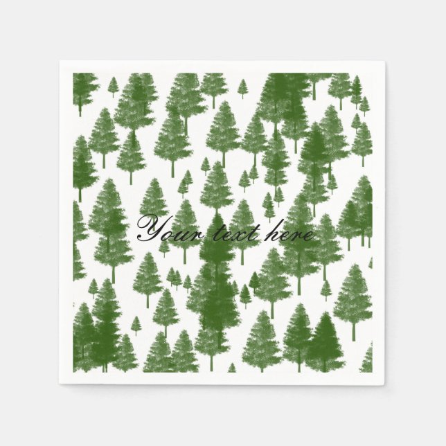 Servilleta De Papel Green Pine Trees Rustic Country Wedding Napkins (Anverso)