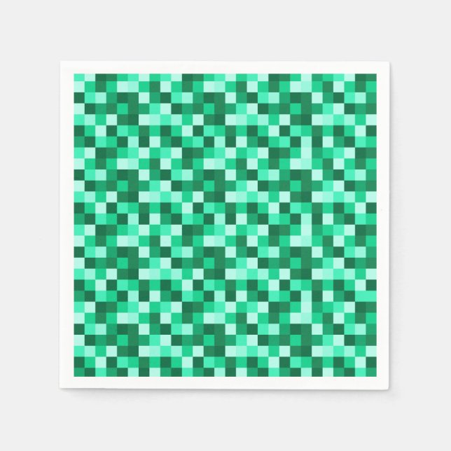 Servilleta De Papel Green Pixels Minecraft Birthday Paper Napkins (Anverso)