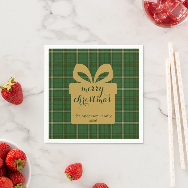 Servilleta De Papel Green Plaid Christmas Festive Pattern -  (In situ)