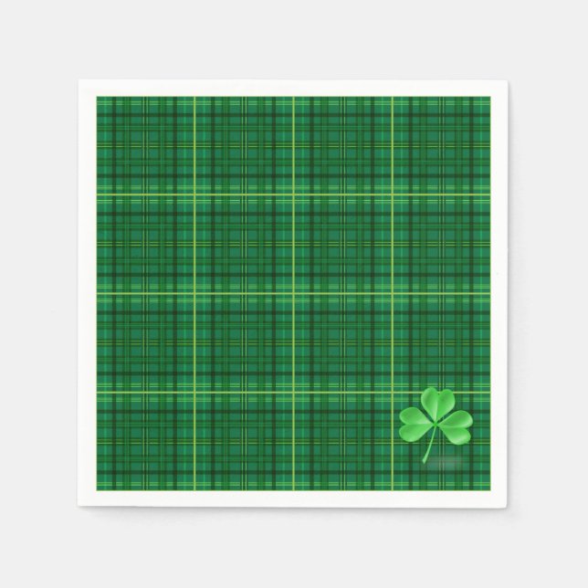 Servilleta De Papel Green Plaid Con Shamrock (Anverso)