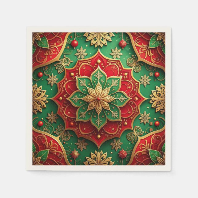 Servilleta De Papel Green Red Decorative Holiday Napkin (Anverso)