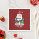 Servilleta De Papel Green Red Merry Christmas Santa<br><div class="desc">navidad verde roja</div>