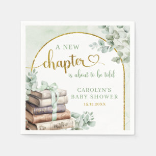 Servilleta De Papel Green Sage Storybook Baby Shower Paper Napkins