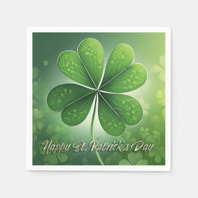 Servilleta De Papel Green Shamrock Happy St. Patrick's Day (8) c (Anverso)
