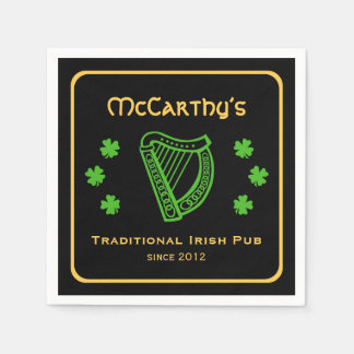 Servilleta De Papel Green shamrock harp personalizado nombre familiar 